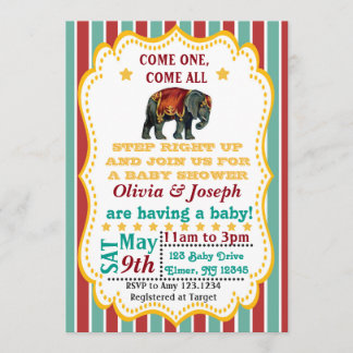 Invitation vintage de baby shower de cirque