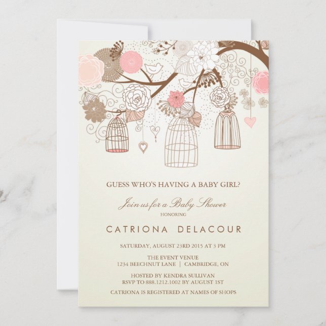 INVITATION vintage DE BABY SHOWER FLORAL (Devant)