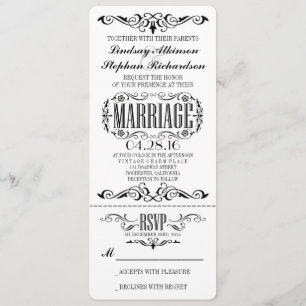 Invitation vintage de billet de mariage
