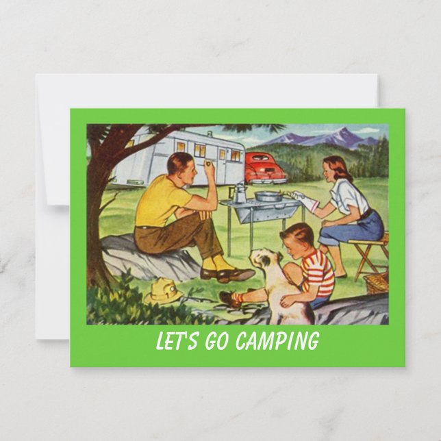 Invitation vintage de campeurs de rétro (Devant)