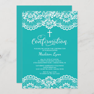 Invitation vintage de confirmation de dentelle de