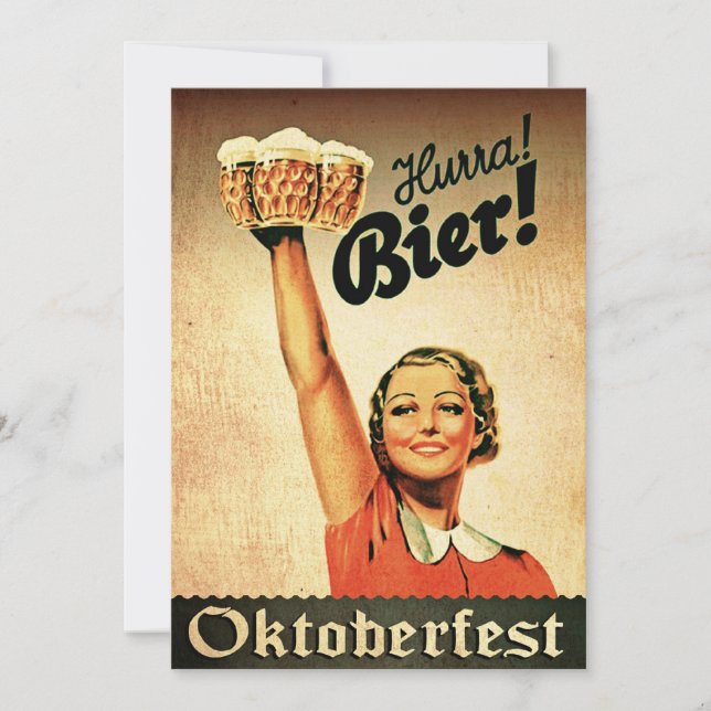 Invitation vintage de coutume d'Oktoberfest (Devant)