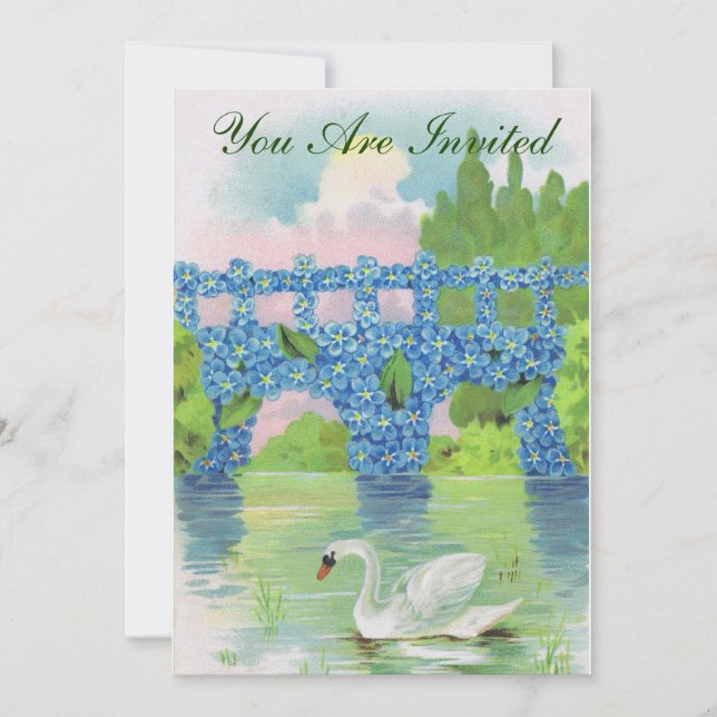 Invitation vintage de cygne blanc (Devant)