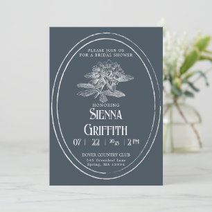 Invitation vintage de douche nuptiale   Dusty Navy
