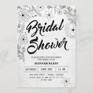 Invitation vintage de douche nuptiale noire et bla