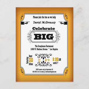 Invitation vintage de fête d'anniversaire