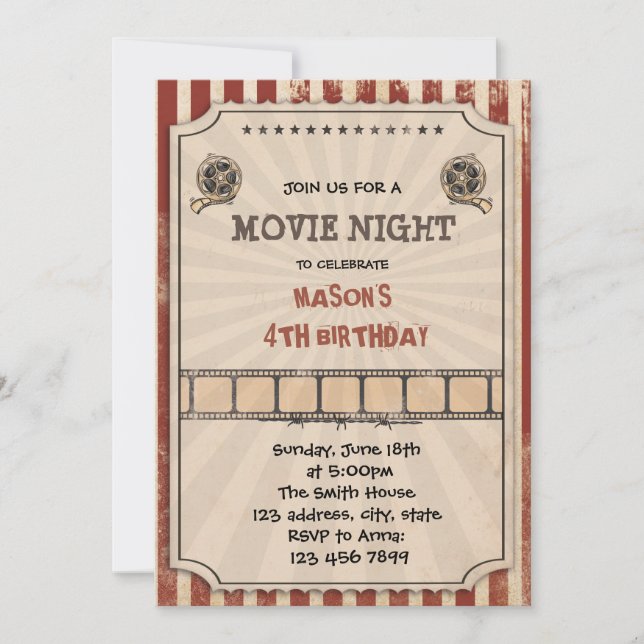 Invitation vintage de fête d'anniversaire de (Devant)