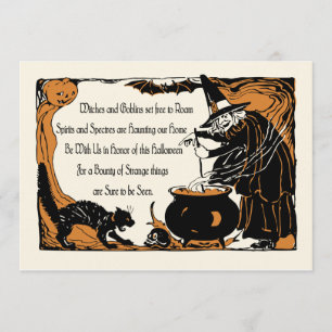 Invitation vintage de Halloween - spiritueux et