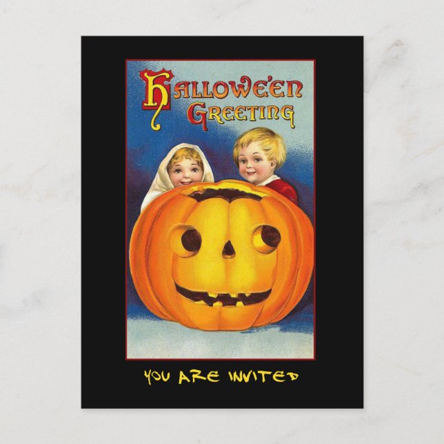 Invitation vintage De La Fête D'Halloween Avec Un  (Devant)