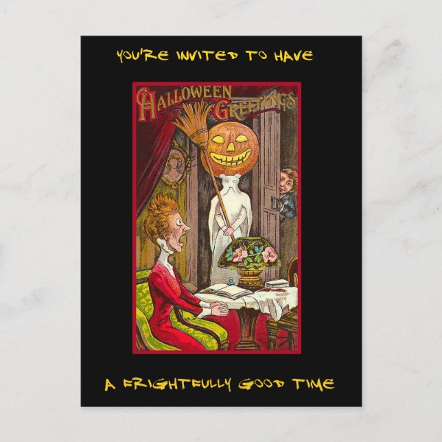 Invitation vintage De La Fête D'Halloween Avec Un  (Devant)