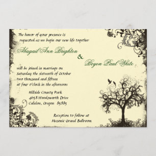 Invitation vintage de la nouvelle vie en blanc