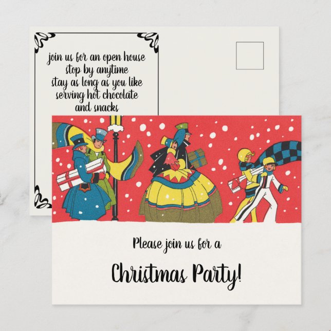 Invitation vintage de Noël victorienne (Devant / Derrière)