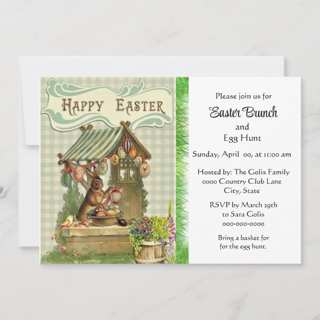 Invitation vintage de Pâques Brunch (Devant)