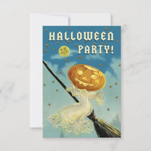 Invitation vintage de partie de Halloween (Devant)