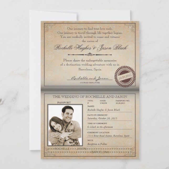 Invitation vintage de passeport (Devant)