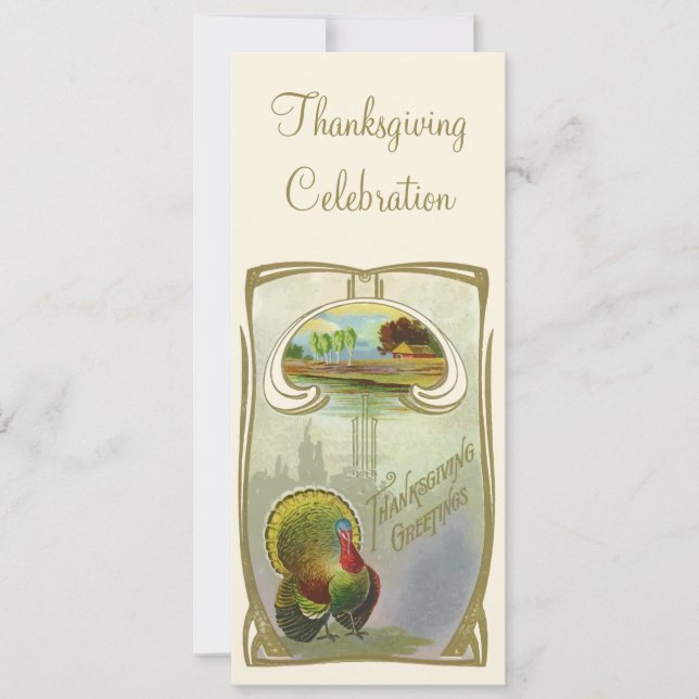 Invitation Vintage de Salutations de Thanksgiving (Devant)