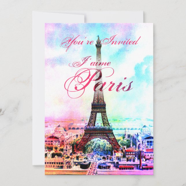 Invitation vintage de Tour Eiffel d'art de bruit (Devant)