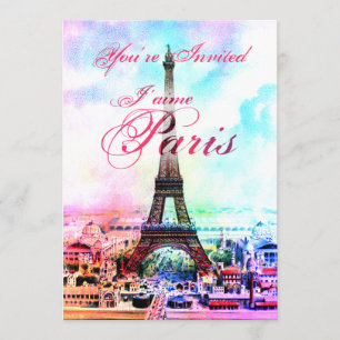Invitation vintage de Tour Eiffel d'art de bruit