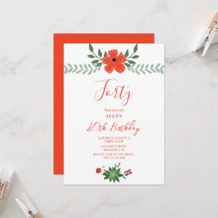 Invitation Vintage décoration florale fête d'anniversaire