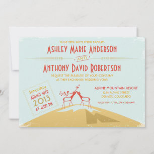 Invitation Vintage Deer Mountain Camping Mariage de flamping