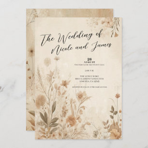 Invitation Vintage Delicate Floral Botanical Mariage Boho