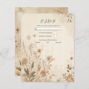Invitation Vintage Delicate Floral Botanical Mariage Boho