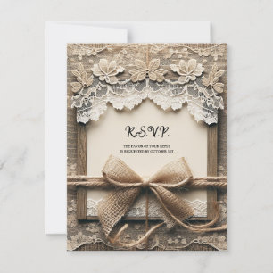 Invitation Vintage dentelle florale Burlap Mariage rustique R