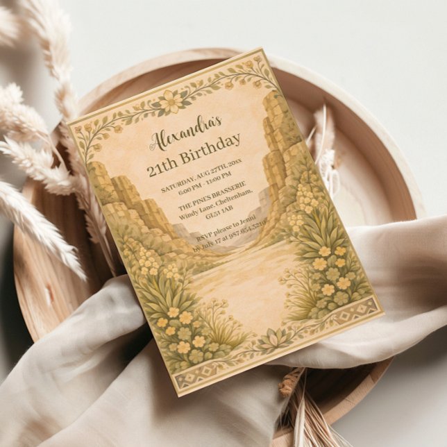 Invitation Vintage Desert Florals Birthday (Créateur téléchargé)