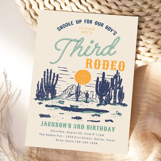 Invitation Vintage Désert Western Wild West 3e anniversaire (Créateur téléchargé)