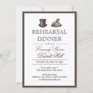 Invitation Vintage Dîner de répétition Élégant pour M. et Mme