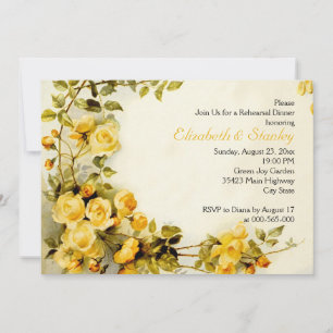 Invitation Vintage dîner de répétition mariage rose romantiqu