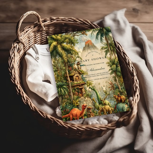 Invitation Vintage Dino Baby Shower (Créateur téléchargé)