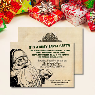 Invitation Vintage Dirty Père Noël échange de cadeaux