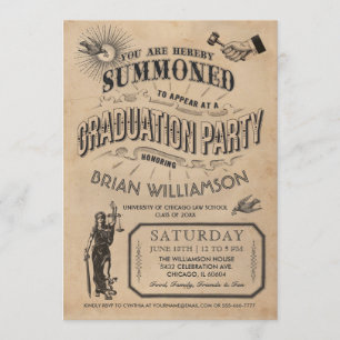 Invitation vintage d'obtention du diplôme d'école