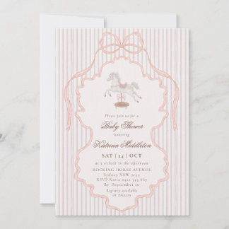 Invitation Vintage Doily Rocking Horse Nursery Baby Shower