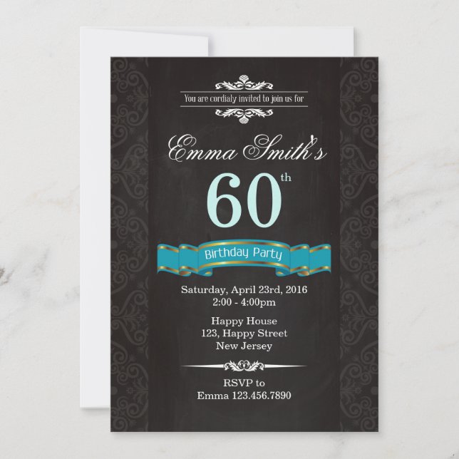 Invitation vintage du 60e anniversaire (Devant)