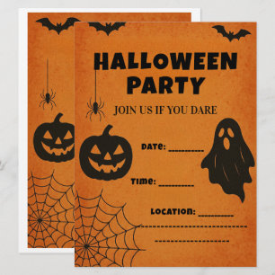 Invitation vintage du parti Halloween   Icônes éff