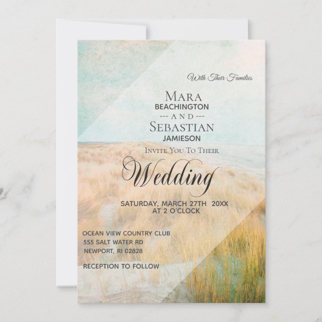 Invitation *~* Vintage Dune Pastel Beach Grass Mariage (Devant)