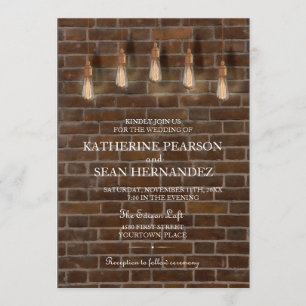 Invitation Vintage Edison Lightbulbs Industrial Chic Mariage