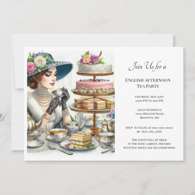 Invitation Vintage Elegance Ladies Tea Party (Devant)