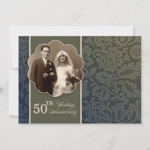 Invitation vintage élégant 50e anniversaire mariage invitatio