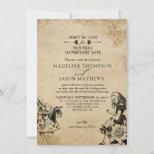 Invitation Vintage Elegant Alice en Mariage Wonderland