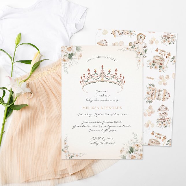 Invitation Vintage élégant | Baby shower de la petite princes (Créateur téléchargé)