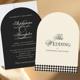 Invitation Vintage Elegant Black Ivory Old Money Arch Wedding