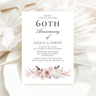 Invitation Vintage Elegant Blush 60e anniversaire Mariage