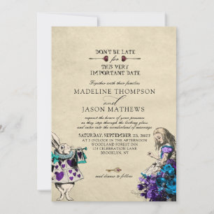 Invitation Vintage Elegant Dark Alice dans Mariage Wonderland