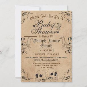 Invitation Vintage Elegant Gothic, Baby shower Halloween