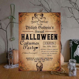 Invitation Vintage Élégant Gothique Halloween Costume Party d