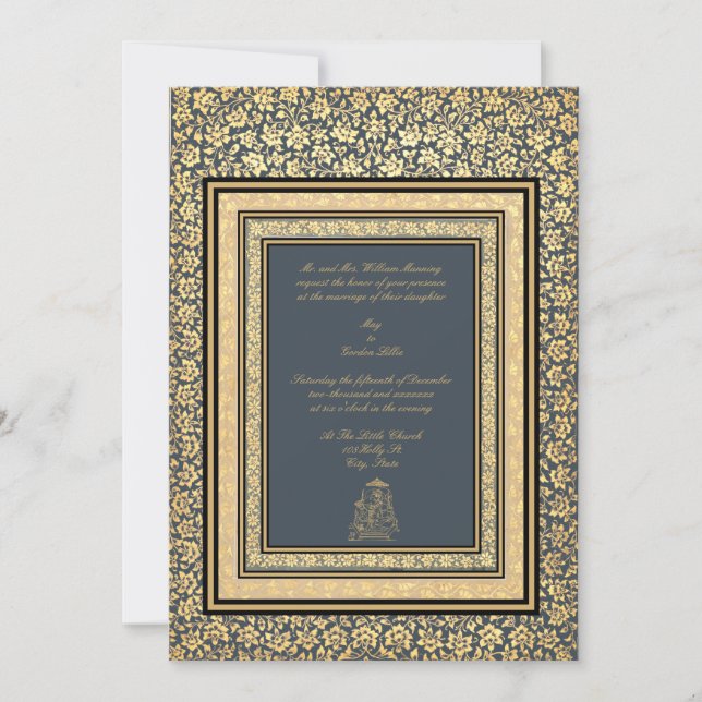 Invitation Vintage Elegant Indien Mariage Mughal (Devant)