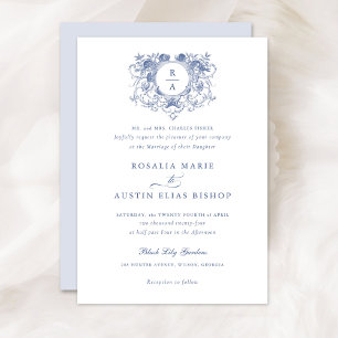 Invitation Vintage Élégant Mariage de monogramme en feuille f